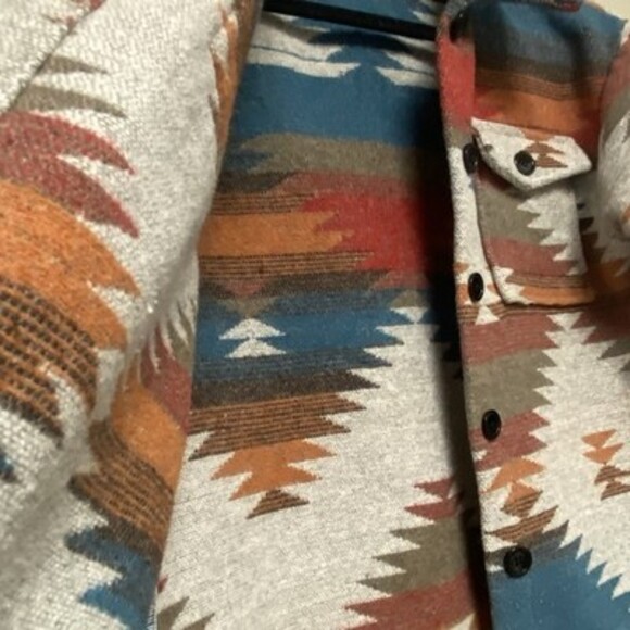 VTG Aztec Southwestern Shacket Tribal Boho Western Wool Blend Oversized Coat S - Picture 5 of 11